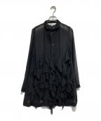 COMME des GARCONS COMME des GARCONSコムデギャルソン コムデギャルソン）の古着「フリルロングスリーブシアーシャツ」｜ブラック