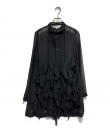 COMME des GARCONS COMME des GARCONS（コムデギャルソン コムデギャルソン）の古着「フリルロングスリーブシアーシャツ」｜ブラック