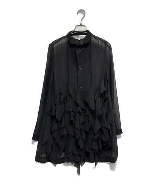 COMME des GARCONS COMME des GARCONS（コムデギャルソン コムデギャルソン）COMME des GARCONS COMME des GARCONS (コムデギャルソン コムデギャルソン) フリルロングスリーブシアーシャツ ブラック サイズ:XSの古着・服飾アイテム