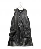 JUNYA WATANABE COMME des GARCONS(ジュンヤワタナベ コムデギャルソン）の古着「光沢サイドコードノースリーブワンピース」｜ブラック