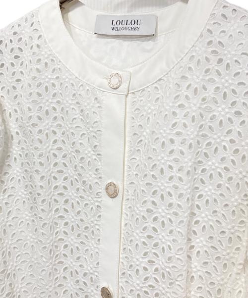Loulou Willoughby（ルルウィルビー）Loulou Willoughby (ルルウィルビー) アイレットレースコンビワンピース ホワイト サイズ:1の古着・服飾アイテム