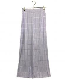 PLEATS PLEASE（プリーツプリーズ）の古着「プリーツワイドパンツ」｜ラベンダー