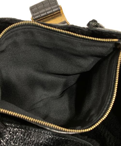 GIANNI VERSACE（ジャンニ・ヴェルサーチ）GIANNI VERSACE (ジャンニ・ヴェルサーチ) レザーコンビハンドバッグ ゴールド×ブラックの古着・服飾アイテム