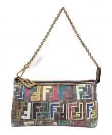 FENDI（フェンディ）の古着「PVCコーティングカラーズッカ柄チェーンバッグ」｜ベージュ