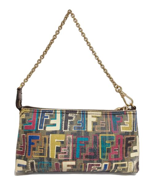 FENDI（フェンディ）FENDI (フェンディ) PVCコーティングカラーズッカ柄チェーンバッグ ベージュの古着・服飾アイテム