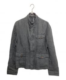 EMPORIO ARMANI（エンポリオ アルマーニ）の古着「リネンスタンドカラージャケット」｜ブラック