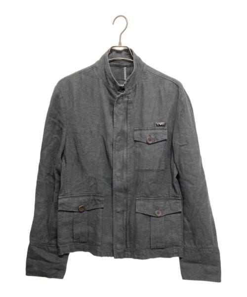 EMPORIO ARMANI（エンポリオ アルマーニ）EMPORIO ARMANI (エンポリオ アルマーニ) リネンスタンドカラージャケット ブラック サイズ:50の古着・服飾アイテム