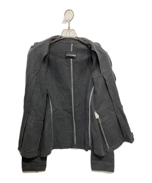 EMPORIO ARMANI（エンポリオ アルマーニ）EMPORIO ARMANI (エンポリオ アルマーニ) リネンスタンドカラージャケット ブラック サイズ:50の古着・服飾アイテム