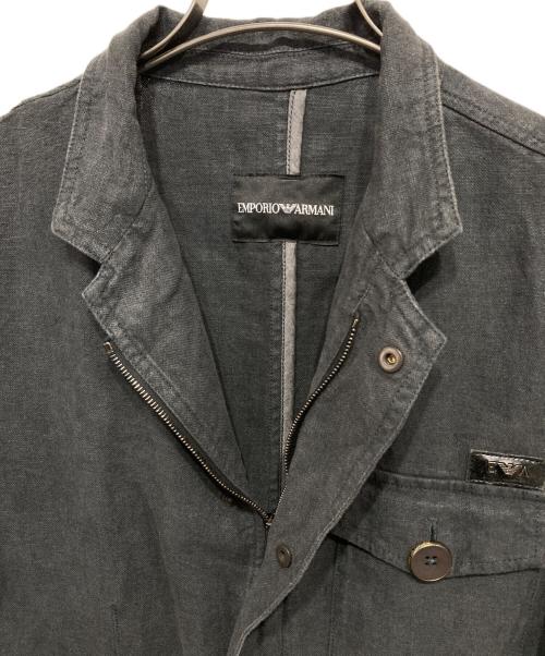 EMPORIO ARMANI（エンポリオ アルマーニ）EMPORIO ARMANI (エンポリオ アルマーニ) リネンスタンドカラージャケット ブラック サイズ:50の古着・服飾アイテム