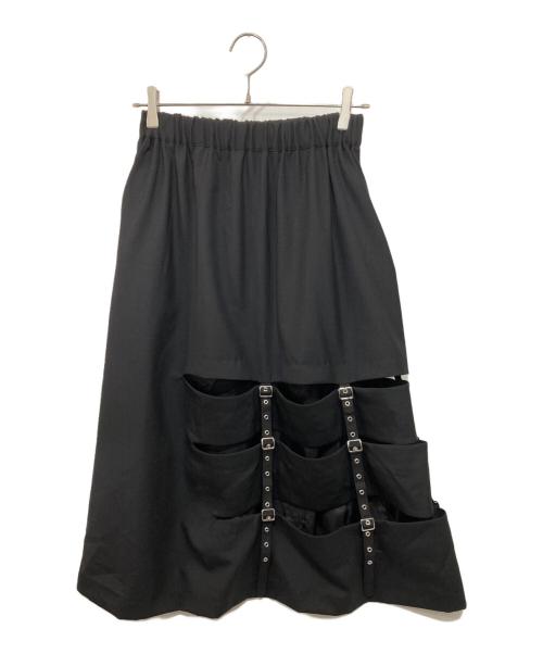 noir kei ninomiya（ノワール ケイ ニノミヤ）noir kei ninomiya (ノワール ケイ ニノミヤ) ウールオックス切替スカート ブラック サイズ:XSの古着・服飾アイテム