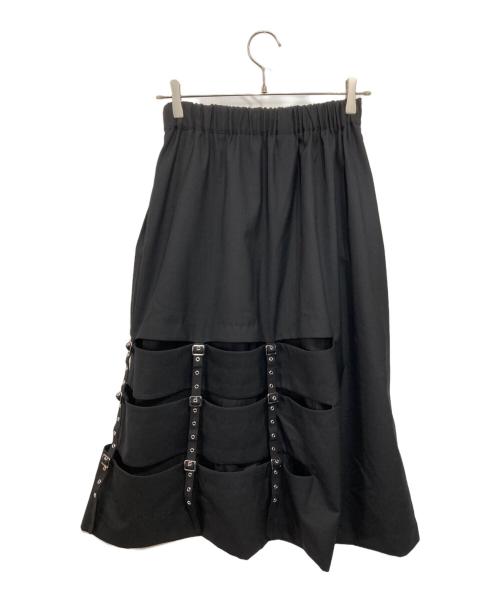 noir kei ninomiya（ノワール ケイ ニノミヤ）noir kei ninomiya (ノワール ケイ ニノミヤ) ウールオックス切替スカート ブラック サイズ:XSの古着・服飾アイテム