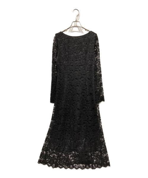 Noble（ノーブル）Noble (ノーブル) フラワーコードレースフレアワンピース ブラック サイズ:38の古着・服飾アイテム