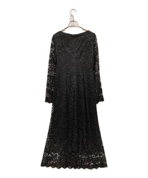 Noble（ノーブル）Noble (ノーブル) フラワーコードレースフレアワンピース ブラック サイズ:38の古着・服飾アイテム