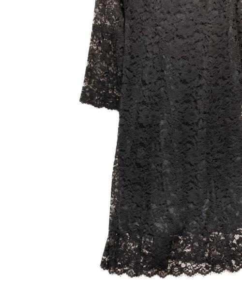 Noble（ノーブル）Noble (ノーブル) フラワーコードレースフレアワンピース ブラック サイズ:38の古着・服飾アイテム