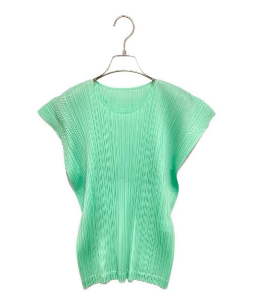 PLEATS PLEASE（プリーツプリーズ）PLEATS PLEASE (プリーツプリーズ) ノースリーブプリーツブラウス グリーン サイズ:3の古着・服飾アイテム