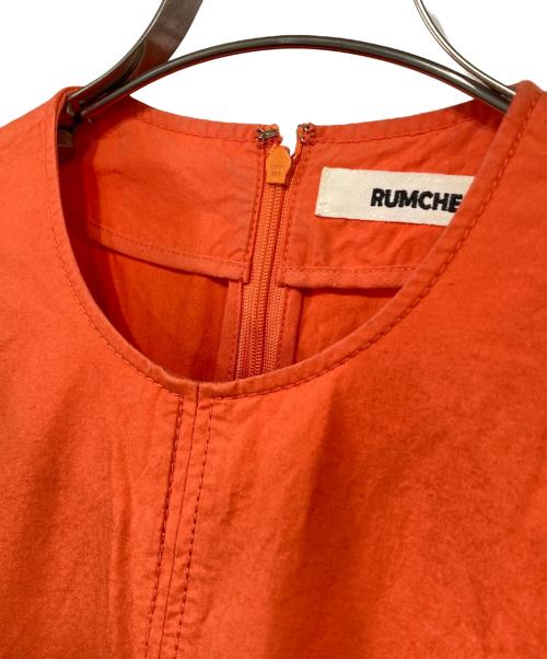 Rumche（ラムシェ）RUMCHE (ラムシェ) タックワンピース オレンジ サイズ:Ｆの古着・服飾アイテム