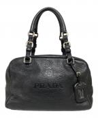 PRADAプラダ）の古着「レザーロゴハンドバッグ」｜ブラック