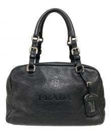 PRADA（プラダ）の古着「レザーロゴハンドバッグ」｜ブラック