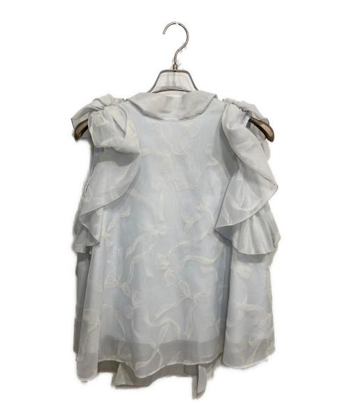 Snidel（スナイデル）Snidel (スナイデル) Susリボンスリーブオーガン ブラウス ブルー サイズ:FREEの古着・服飾アイテム