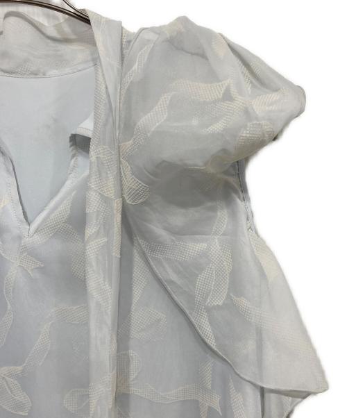 Snidel（スナイデル）Snidel (スナイデル) Susリボンスリーブオーガン ブラウス ブルー サイズ:FREEの古着・服飾アイテム