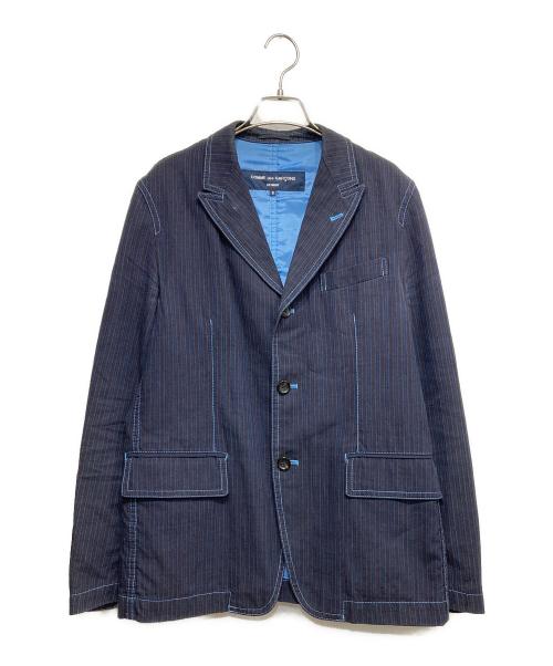 COMME des GARCONS HOMME（コムデギャルソン オム）COMME des GARCONS HOMME (コムデギャルソン オム) 3Bストライプジャケット エンジ×ネイビー サイズ:8の古着・服飾アイテム