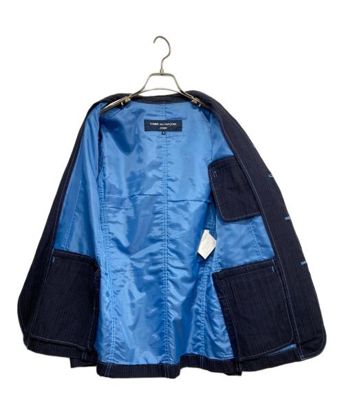 COMME des GARCONS HOMME（コムデギャルソン オム）COMME des GARCONS HOMME (コムデギャルソン オム) 3Bストライプジャケット エンジ×ネイビー サイズ:8の古着・服飾アイテム
