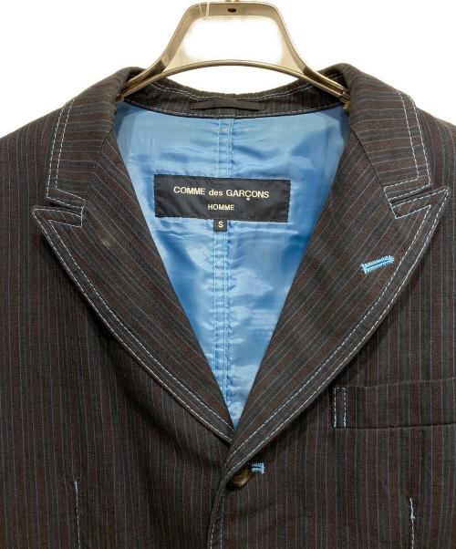 COMME des GARCONS HOMME（コムデギャルソン オム）COMME des GARCONS HOMME (コムデギャルソン オム) 3Bストライプジャケット エンジ×ネイビー サイズ:8の古着・服飾アイテム