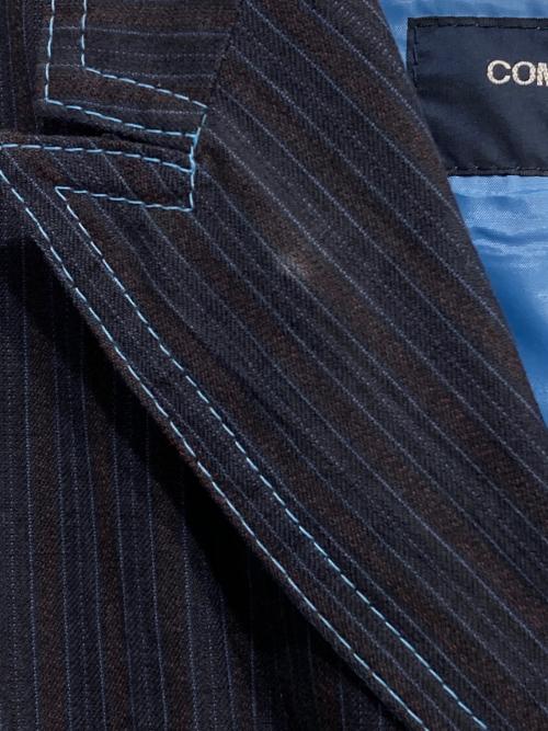 COMME des GARCONS HOMME（コムデギャルソン オム）COMME des GARCONS HOMME (コムデギャルソン オム) 3Bストライプジャケット エンジ×ネイビー サイズ:8の古着・服飾アイテム