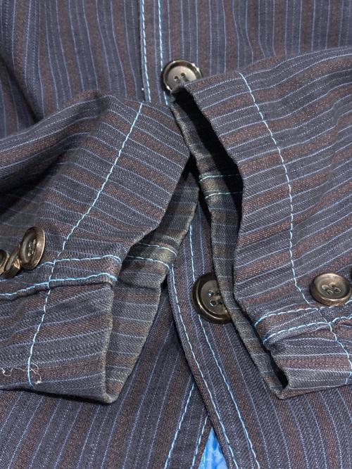 COMME des GARCONS HOMME（コムデギャルソン オム）COMME des GARCONS HOMME (コムデギャルソン オム) 3Bストライプジャケット エンジ×ネイビー サイズ:8の古着・服飾アイテム