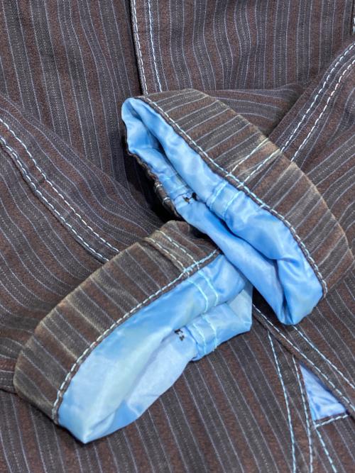 COMME des GARCONS HOMME（コムデギャルソン オム）COMME des GARCONS HOMME (コムデギャルソン オム) 3Bストライプジャケット エンジ×ネイビー サイズ:8の古着・服飾アイテム