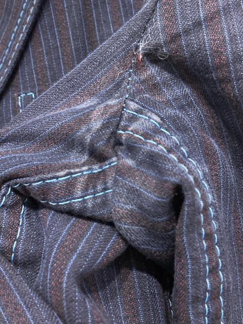 COMME des GARCONS HOMME（コムデギャルソン オム）COMME des GARCONS HOMME (コムデギャルソン オム) 3Bストライプジャケット エンジ×ネイビー サイズ:8の古着・服飾アイテム