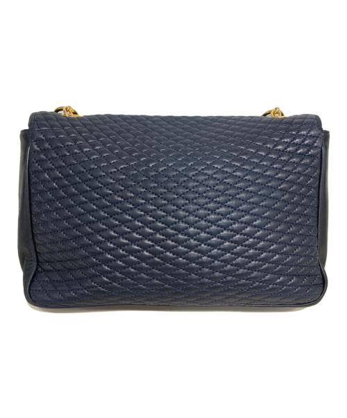 BALLY（バリー）BALLY (バリー) キルティングチェーンショルダーバッグ ゴールド×ネイビーの古着・服飾アイテム