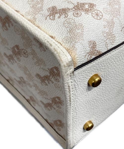 COACH（コーチ）COACH (コーチ) ホース＆キャリッジ コーティングキャンバス レザーバッグ ベージュ×アイボリーの古着・服飾アイテム