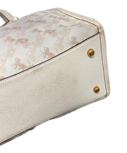 COACH（コーチ）COACH (コーチ) ホース＆キャリッジ コーティングキャンバス レザーバッグ ベージュ×アイボリーの古着・服飾アイテム