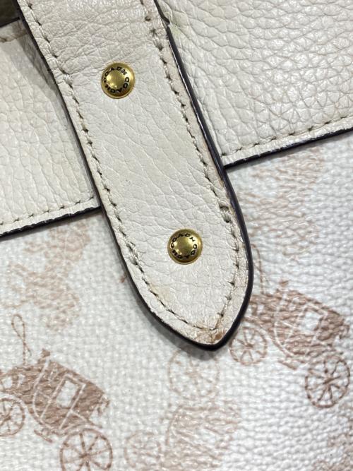 COACH（コーチ）COACH (コーチ) ホース＆キャリッジ コーティングキャンバス レザーバッグ ベージュ×アイボリーの古着・服飾アイテム