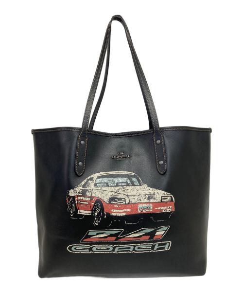 COACH（コーチ）COACH (コーチ) プリントレザートートバッグ ブラックの古着・服飾アイテム