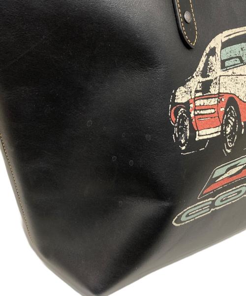 COACH（コーチ）COACH (コーチ) プリントレザートートバッグ ブラックの古着・服飾アイテム