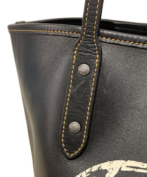 COACH（コーチ）COACH (コーチ) プリントレザートートバッグ ブラックの古着・服飾アイテム