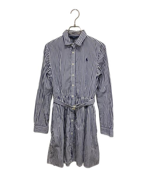 POLO RALPH LAUREN（ポロ・ラルフローレン）POLO RALPH LAUREN (ポロ・ラルフローレン) ストライプシャツワンピース ブルー サイズ:16の古着・服飾アイテム