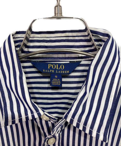 POLO RALPH LAUREN（ポロ・ラルフローレン）POLO RALPH LAUREN (ポロ・ラルフローレン) ストライプシャツワンピース ブルー サイズ:16の古着・服飾アイテム