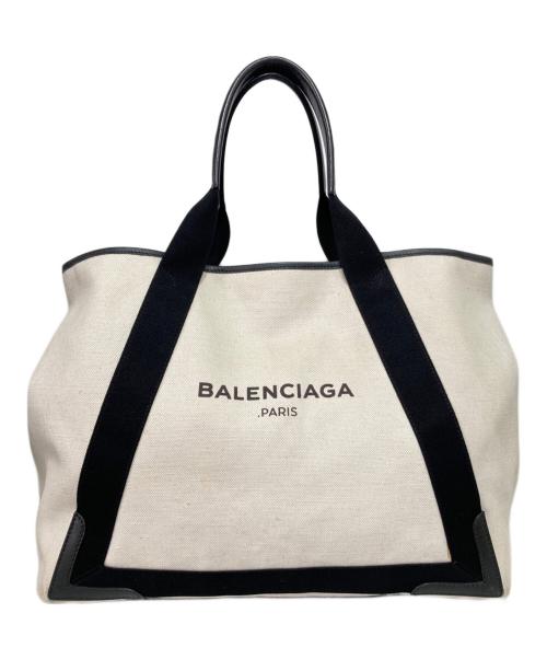 BALENCIAGA（バレンシアガ）BALENCIAGA (バレンシアガ) NAVY CAVAS-トートバッグ ブラック×アイボリーの古着・服飾アイテム