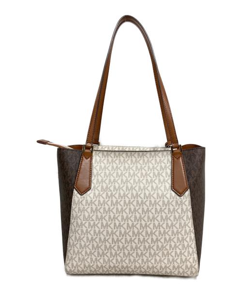 MICHAEL KORS（マイケルコース）MICHAEL KORS (マイケルコース) シグネチャートートバッグ ブラウン×ホワイトの古着・服飾アイテム