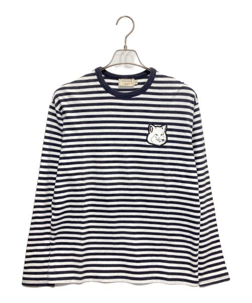 maison kitsune（メゾンキツネ）MAISON KITSUNE (メゾンキツネ) 長袖Tシャツ ホワイト×ネイビー サイズ:XSの古着・服飾アイテム