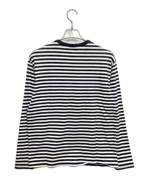 maison kitsune（メゾンキツネ）MAISON KITSUNE (メゾンキツネ) 長袖Tシャツ ホワイト×ネイビー サイズ:XSの古着・服飾アイテム