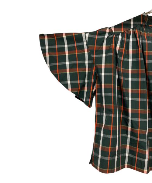 DRAWER（ドゥロワー）DRAWER (ドゥロワー) マドラスチェックブラウス グリーン サイズ:36の古着・服飾アイテム