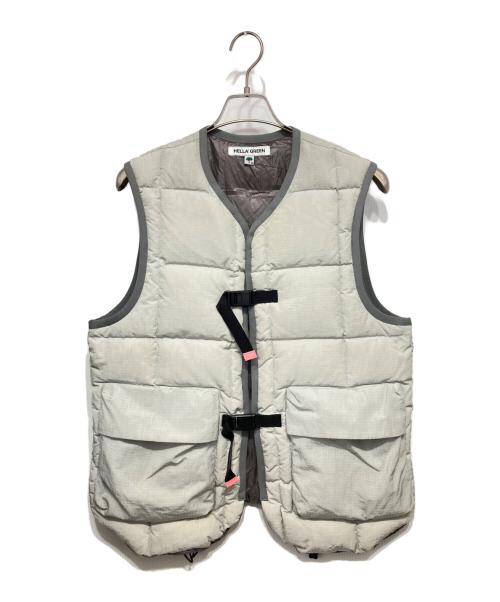 HELLA GREEN（ヘラグリーン）HELLA GREEN (ヘラグリーン) Ripstop Nylon Down Vest グレー サイズ:Lの古着・服飾アイテム