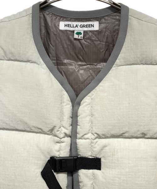 HELLA GREEN（ヘラグリーン）HELLA GREEN (ヘラグリーン) Ripstop Nylon Down Vest グレー サイズ:Lの古着・服飾アイテム