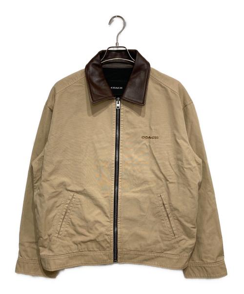 COACH（コーチ）COACH (コーチ) 襟レザーツイルワークジャケット ベージュ サイズ:Mの古着・服飾アイテム