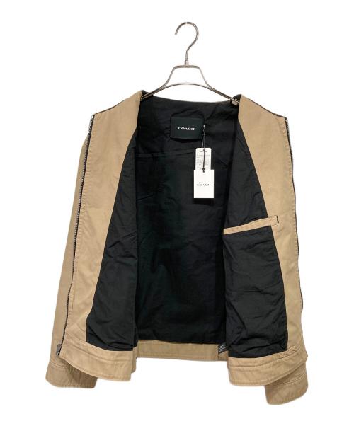 COACH（コーチ）COACH (コーチ) 襟レザーツイルワークジャケット ベージュ サイズ:Mの古着・服飾アイテム