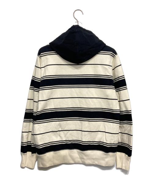 SUPREME（シュプリーム）Supreme (シュプリーム) クラシックロゴボーダーパーカー ホワイト×ブラック サイズ:Mediumの古着・服飾アイテム